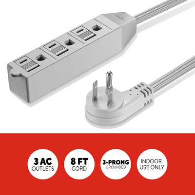 Quill Brand® 8 Extension Cord, 3-Outlet, Gray (ST22131-CC)