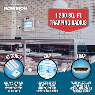 Flowtron Electric Indoor Fly Stun Unit, 1200 sq. ft. Coverage, 80W UV Light (FLWFC4700)