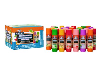Elmers Scented Washable Removable Glue Sticks, 0.21 oz., Assorted Colors, 30/Pack (2175692)