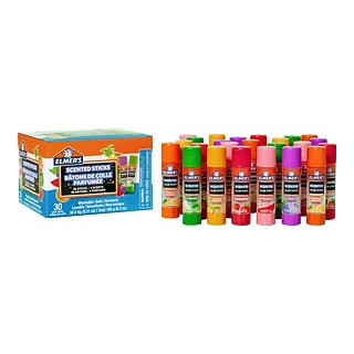 Elmer's Clear School Glue Stick, Scented, Assorted, 0.21 oz, Dries Clear, 30/Pack