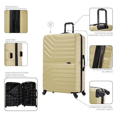 InUSA Aurum 33.66" Hardside Suitcase, 4-Wheeled Spinner, TSA Checkpoint Friendly, Champagne (IUAUR00XL-CHA)