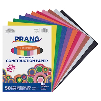 Prang 9" x 12" Construction Paper, Assorted Colors, 50 Sheets/Pack (P6503-0001)