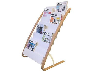 Alba Literature Holder, 8.3 x 11.7, White/Wood, Steel/ABS (DDEXPO8W BC)