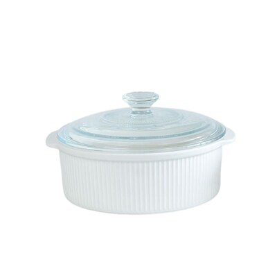 Gourmet Edge 8.75 Ceramic Casserole Dish with Glass Lid