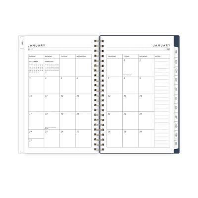 2027 Blue Sky Bespoke Letterpress Cranes In Flight 8" x 5" Calendar Year Weekly & Monthly Standard Planner, Plastic Cover