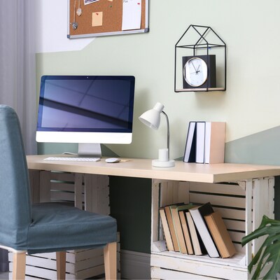Simple Designs Sleek Essentials LED Desk Lamp, 16.22", Off White (LD1076-OFF)