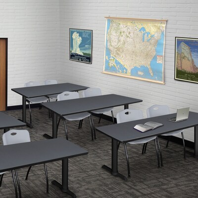 Regency Seating Cain 60 x 24 Training Table, Grey & 2 M Stack Chairs, Grey (MTRCT6024GY47GY)
