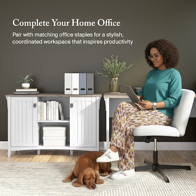 Bush Home Salinas Accent Storage Cabinet with Doors, Shiplap Gray/Pure White (SAS147G2W-03)