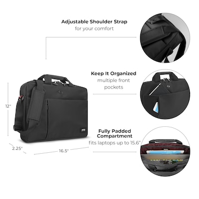 Solo New York Lead Slim Briefcase, Black (VAR101-4U4)