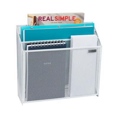 Mind Reader Network Collection Wall-Mounted 3-Compartment Wire Mesh File Organizer, White (WAFIST3-W