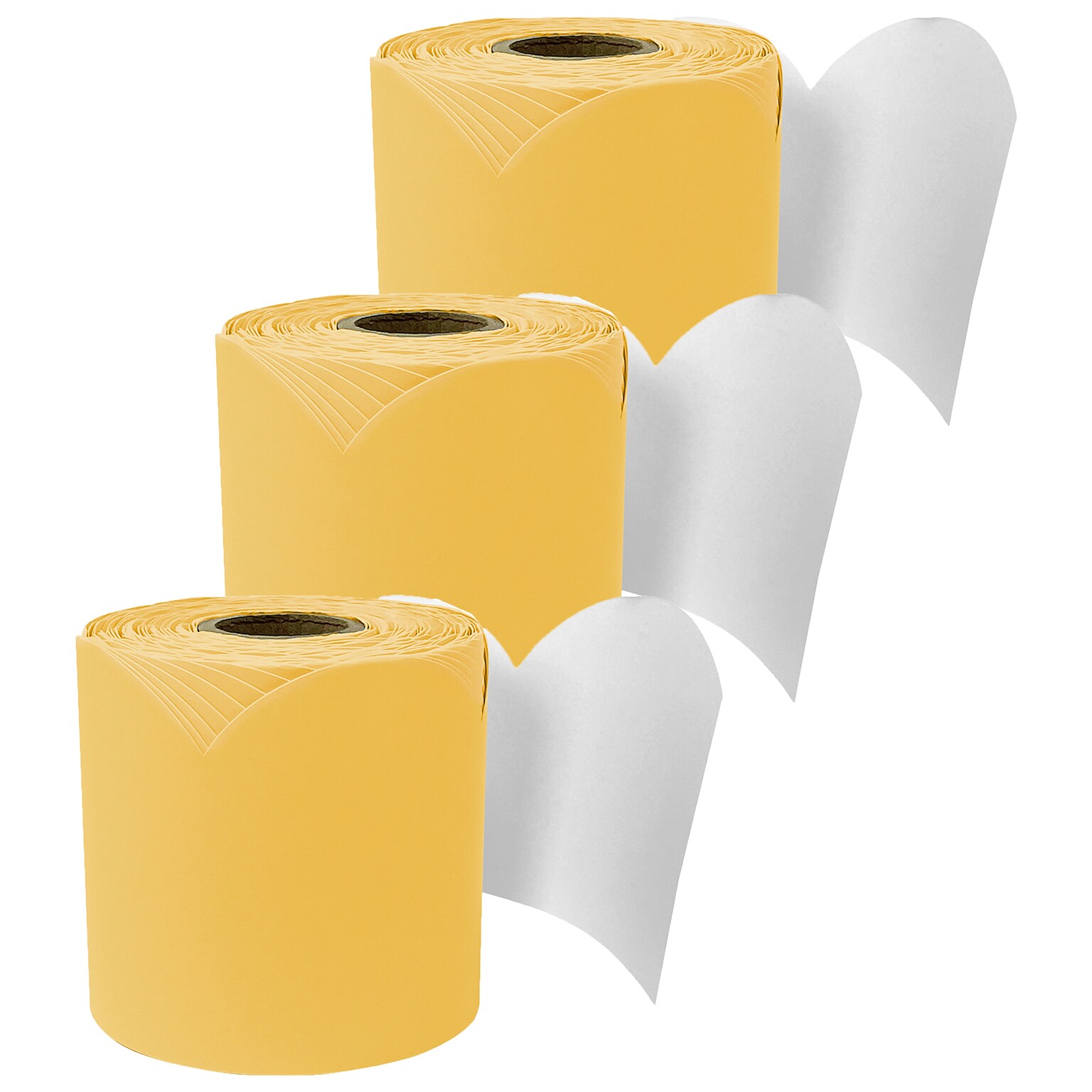 Carson Dellosa Education Rolled Scalloped Bulletin Board Border, 3 x 65, Goldenrod, 3/Bundle (CD-108531-3)