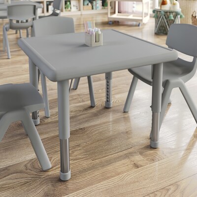 Flash Furniture Wren Square Activity Table, 24 x 24, Height Adjustable, Soft Gray (YUYCX0022SQRSGY)
