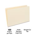 Quill Brand® Premium Reinforced File Folders, Straight Cut, Legal Size, Manila, 100/Box (771133)