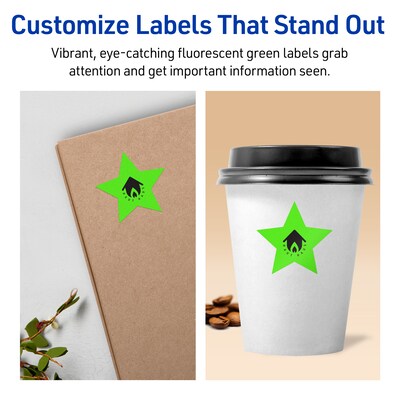 Avery Burst Multipurpose Labels, 2-1/4" x 2-3/8", Neon Green, 240/Pack (94611)