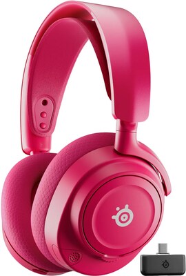 SteelSeries Arctis Nova 7P Gen 2 Wireless Noise Canceling Bluetooth Stereo Gaming On-Ear Headset, USB C, Magenta (61746)