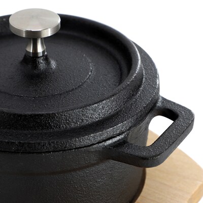 MegaChef Cast Iron 8 Oz. Mini Dutch Oven, Black (935122091M)