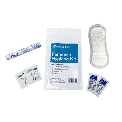 First Aid Only Feminine Hygiene Kit, 6 Pieces, 12/Box (91632)