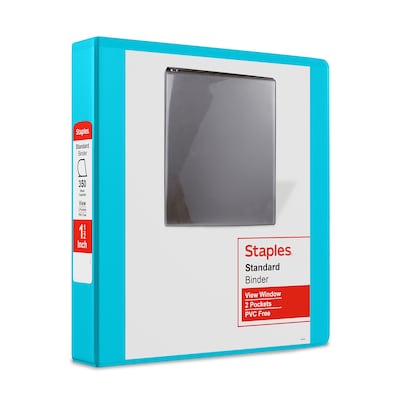 Staples® Standard 1.5 3 Ring View Binder with D-Rings, Teal (58652)