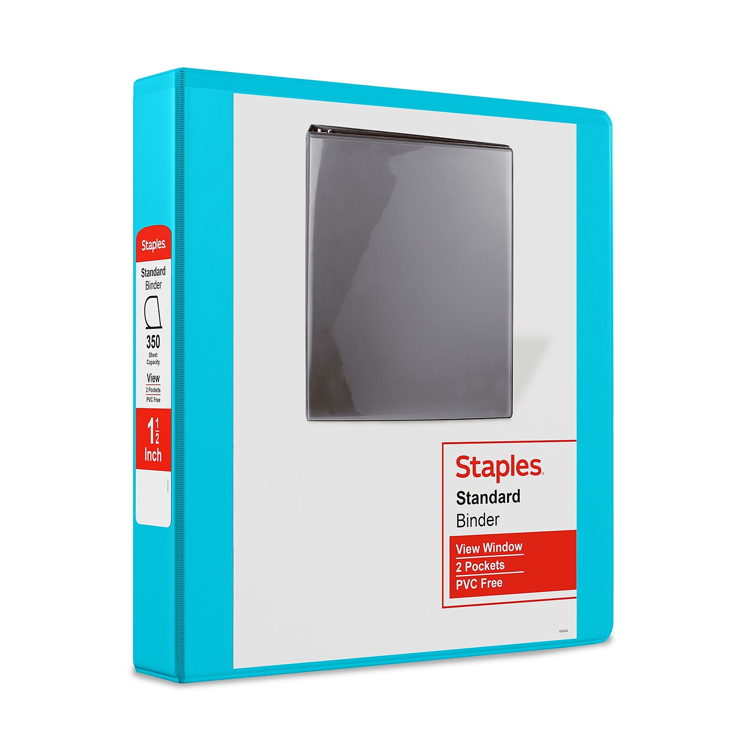 Staples® Standard 1.5 3 Ring View Binder with D-Rings, Teal (58652)