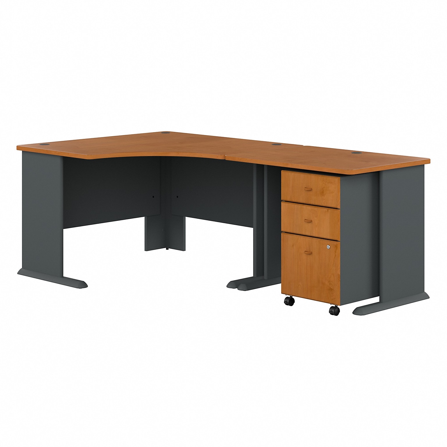Bush Business Furniture Cubix 48W Corner Desk with Return and Mobile File Cabinet, Natural Cherry/Slate (SRA005NCSU)