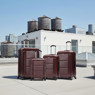 InUSA Pilot 4-Piece Hardside Spinner Luggage Set, TSA Checkpoint Friendly, Wine (IUPILSMLXL-WIN)