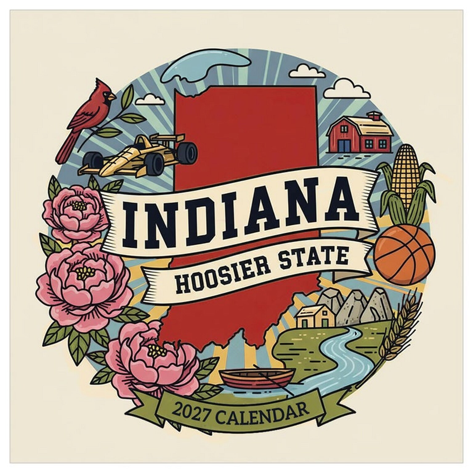 2027 TF Publishing Home: Indiana 12 x 12 Monthly Wall Calendar, Multicolored (27-1129)
