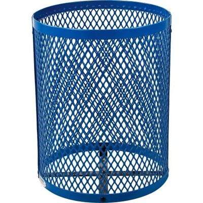 Global Industrial Outdoor Diamond Steel Trash Can w/ Rain Bonnet Lid, 36 Gallon, Blue (261926BL)