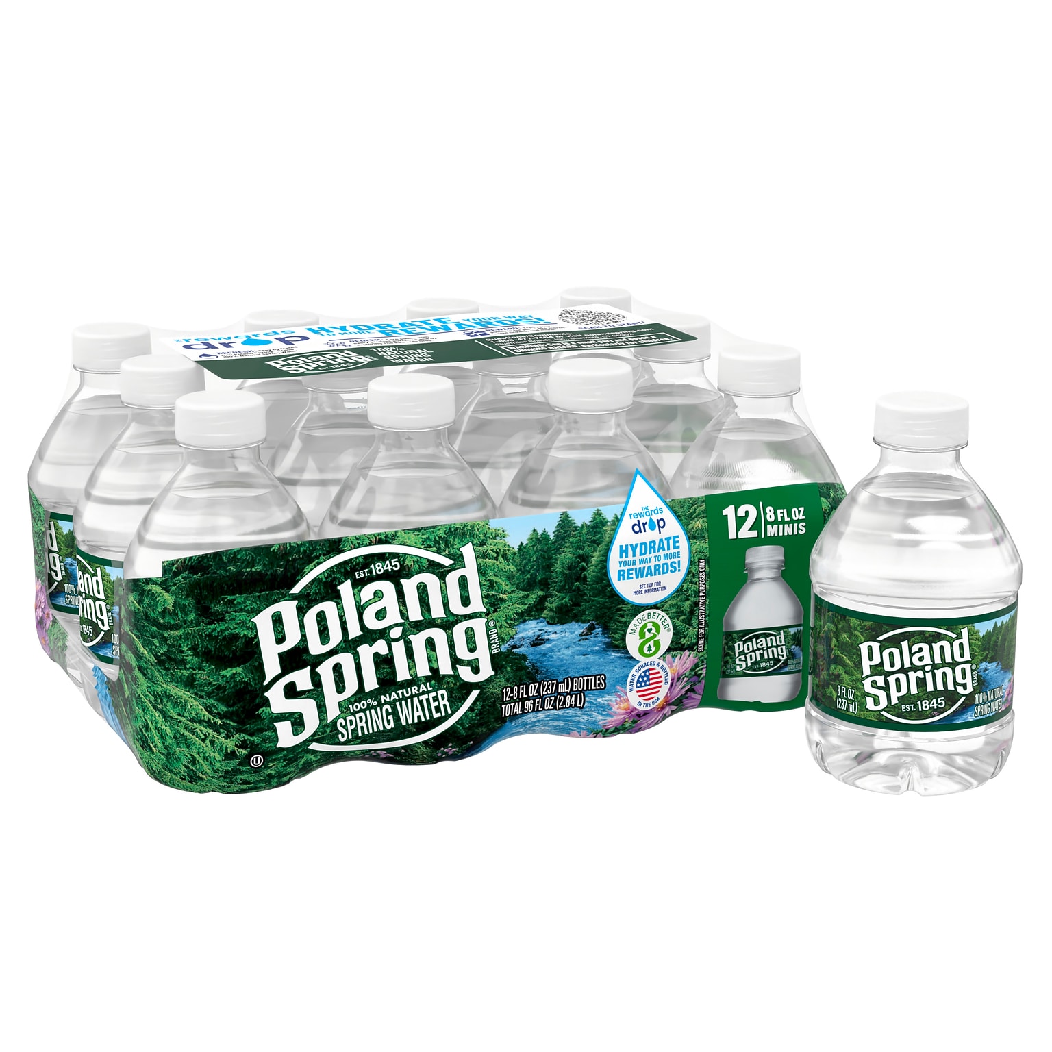 Poland Spring 100% Natural Spring Water Bottles, 8 oz., 48/Carton (100987)