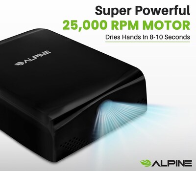Alpine Industries Willow Commercial High Speed 110V Automatic Electric Hand Dryer, Black (405-10-BLA)