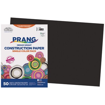 Prang 12 x 18 Construction Paper, Black, 50 Sheets/Pack, 5 Packs/Bundle (PAC6307-5)