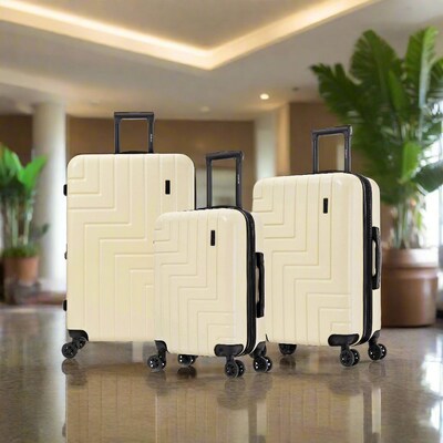 DUKAP Zahav 3-Piece Hardside Spinner Luggage Set, TSA Checkpoint Friendly, Sand (DKZAHSML-SAN)