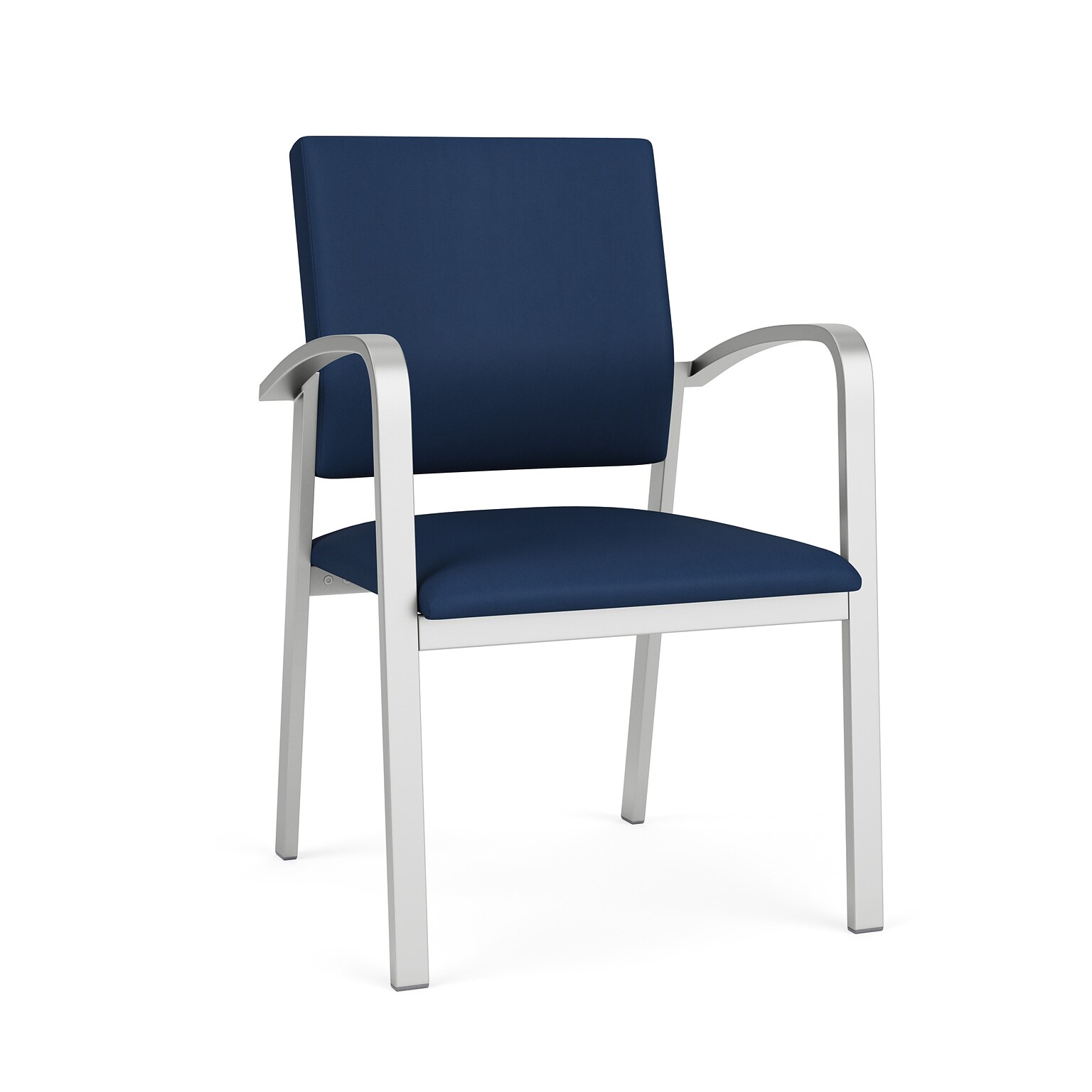 Lesro Newport Vinyl Guest Chair, Patriot Plus Imperial Blue/Silver (NP1101.SSV-01PPIB)
