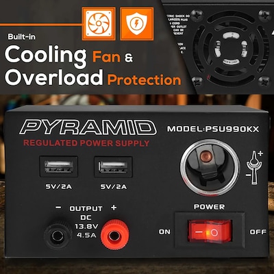 Pyramid Car Audio Desktop Power Supply, Black (PYRPSU990KX)