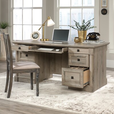 Sauder Palladia 65"W Executive Desk, Split Oak (424809)