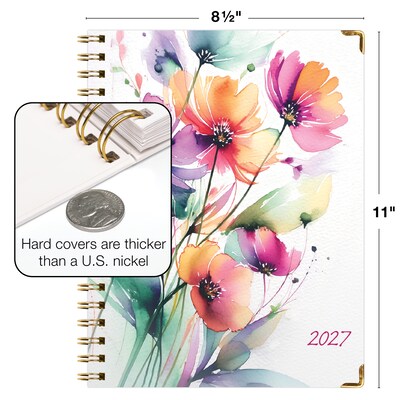 2027 Excello Brands Fashion Planner 8.5" x 11" Calendar Year Weekly & Monthly, Hardcover, Rainbow Floral