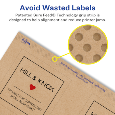 Avery Laser/Inkjet Square Multipurpose Labels, 2.75" x 2.75", Kraft Brown, 300 Labels/Box ( 94109)