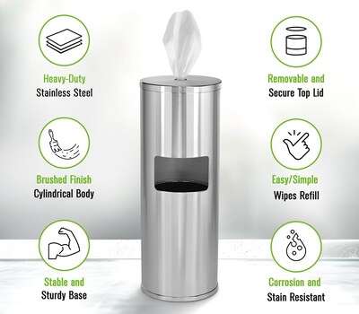 Alpine Industries Universal Floor Stand Wet Wipe Dispenser, Stainless Steel (ALP4777)