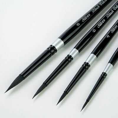 Silver Brush Black Velvet Medium Round Brushes, 4/Pack (SLVBV3055)