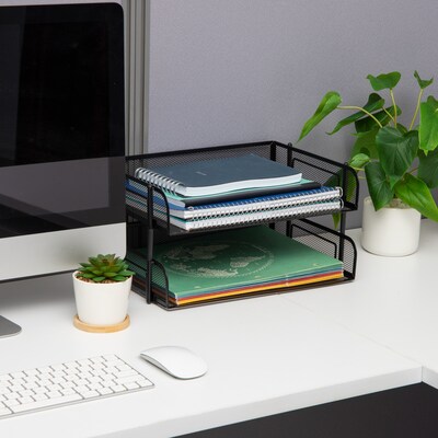 Mind Reader Metal Side Loading Stackable Letter Tray, Letter Size, Black (ESTACK2-BLK)