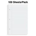 Staples® College Ruled Filler Paper, 5.5 x 8.5, 3-Hole Punched, White, 100 Sheets/Pack (ST12301D)