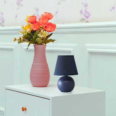 Creekwood Home Nauru 8.66" Traditional Petite Ceramic Orb Base Bedside Table Desk Lamp, Blue (CWT-2004-BL)