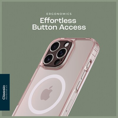SaharaCase Classic MagSafe Phone Case for iPhone 16 Pro with Screen Protector, Shock Absorbing, Clear Rose Gold (CP00679)