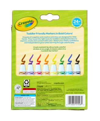 Crayola Washable Water-Based Marker, Crush Resistant Tip, Assorted Colors, 8/Pack (81-1548)