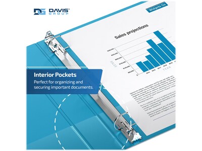 Davis Group Premium Economy 2" 3-Ring Non-View Binders, D-Ring, Turquoise Blue, 6/Pack (2304-52-06)