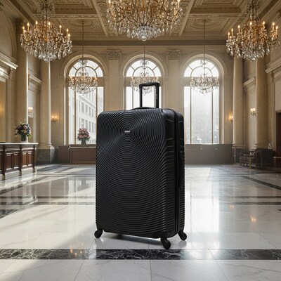 DUKAP Inception 33.86 Hardside Suitcase, 4-Wheeled Spinner, TSA Checkpoint Friendly, Black (DKINC00XL-BLK)