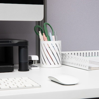 Mind Reader Metal Pen Holder, White (SLCUP-WHT)