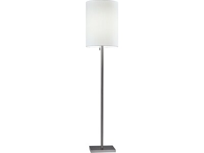 Adesso Liam 60.5 Brushed Steel Floor Lamp with White Cylinder Shade (1547-22)