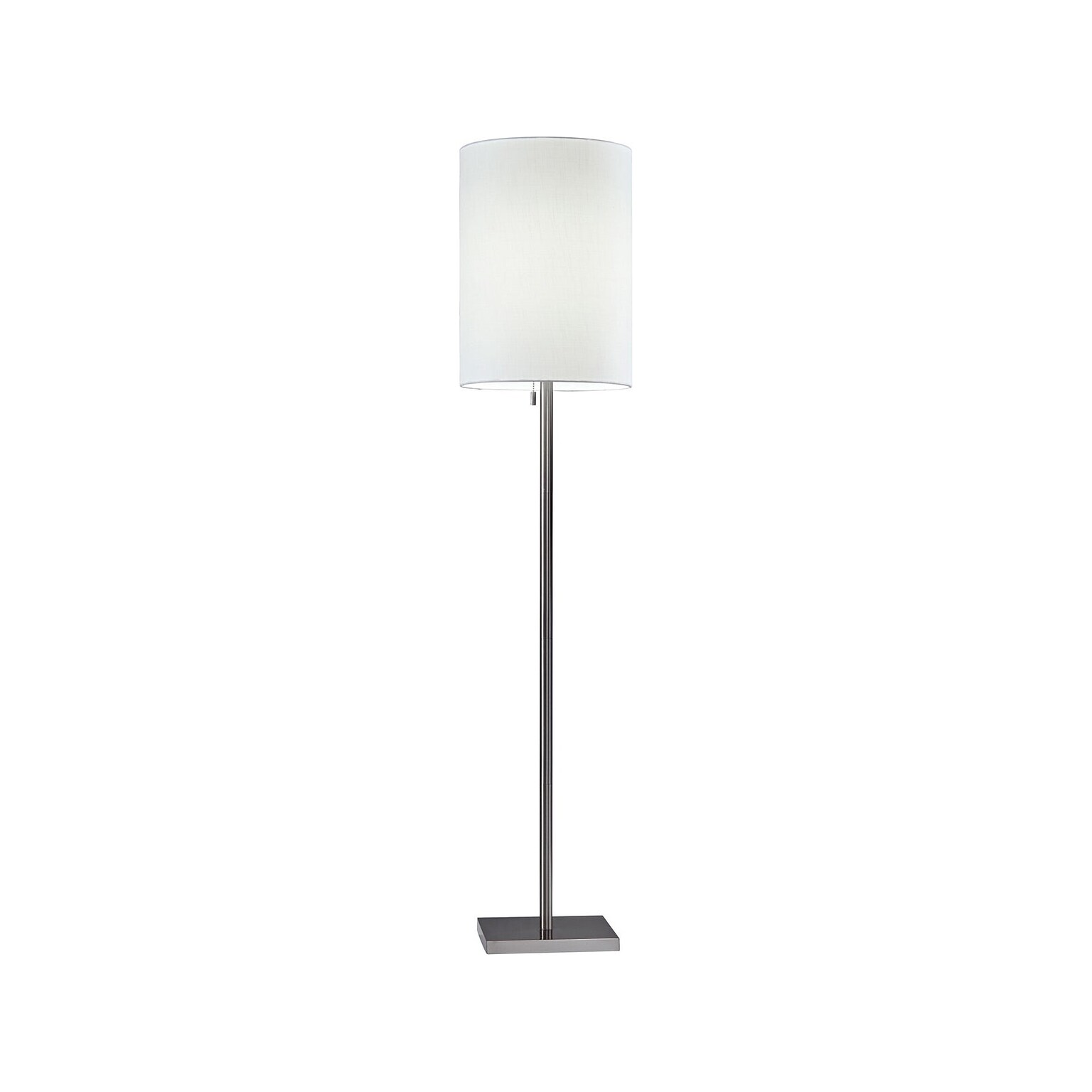 Adesso Liam 60.5 Brushed Steel Floor Lamp with White Cylinder Shade (1547-22)