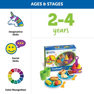 Learning Resources New Sprouts Cookout  Learning Toys,  Assorted Colors, 19 Pieces (LER9270)