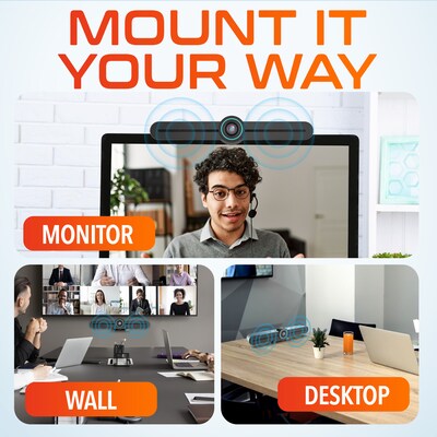 Delton C75 PTZ Ultra HD 4K Video Bar Webcam with AI Tracking, Noise-Canceling Microphone, Dual Speak